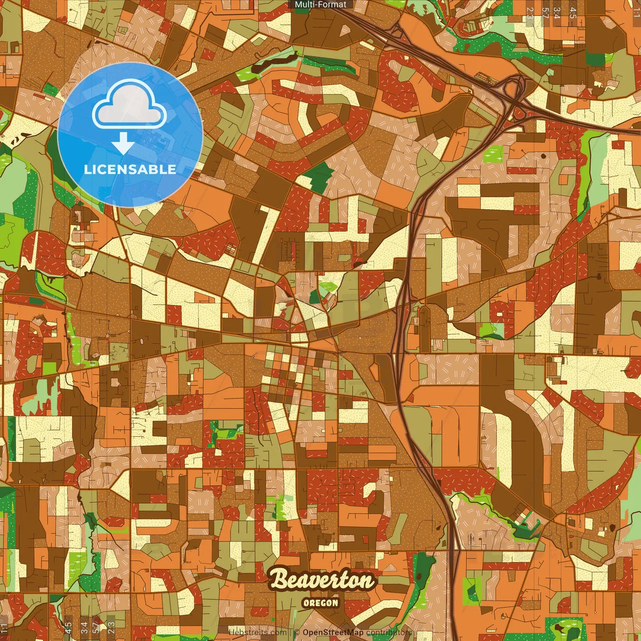 Beaverton Oregon Farmhouse Poster Art Map Template