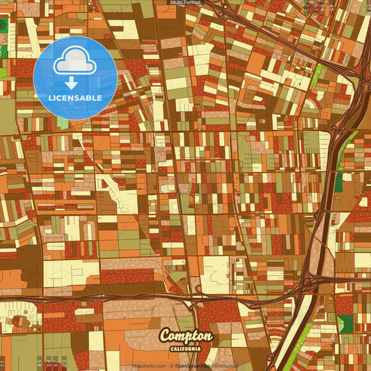 Compton California Farmhouse Poster Art Map Template