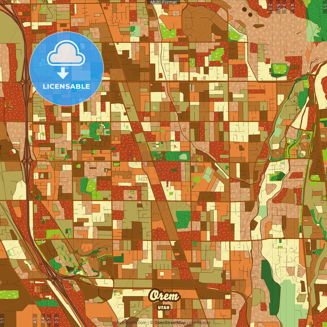 Orem Utah Farmhouse Poster Art Map Template