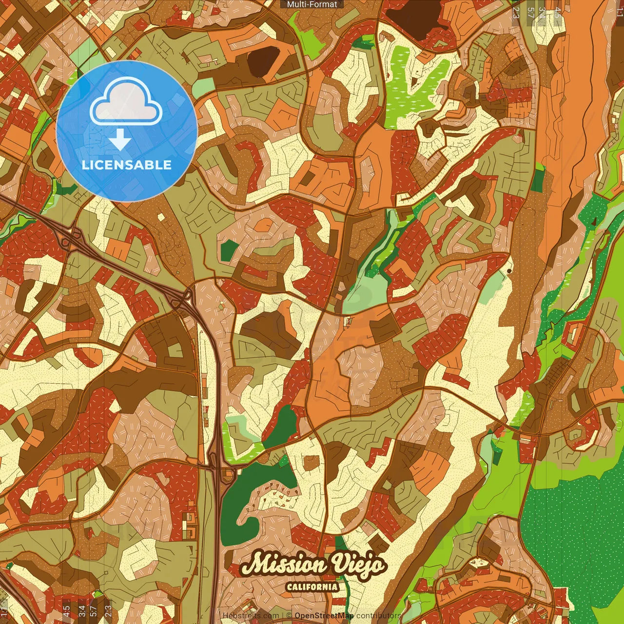 Mission Viejo California Farmhouse Poster Art Map Template