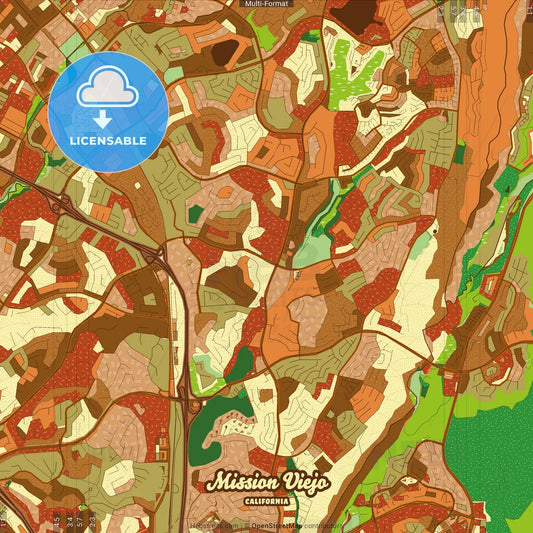 Mission Viejo California Farmhouse Poster Art Map Template