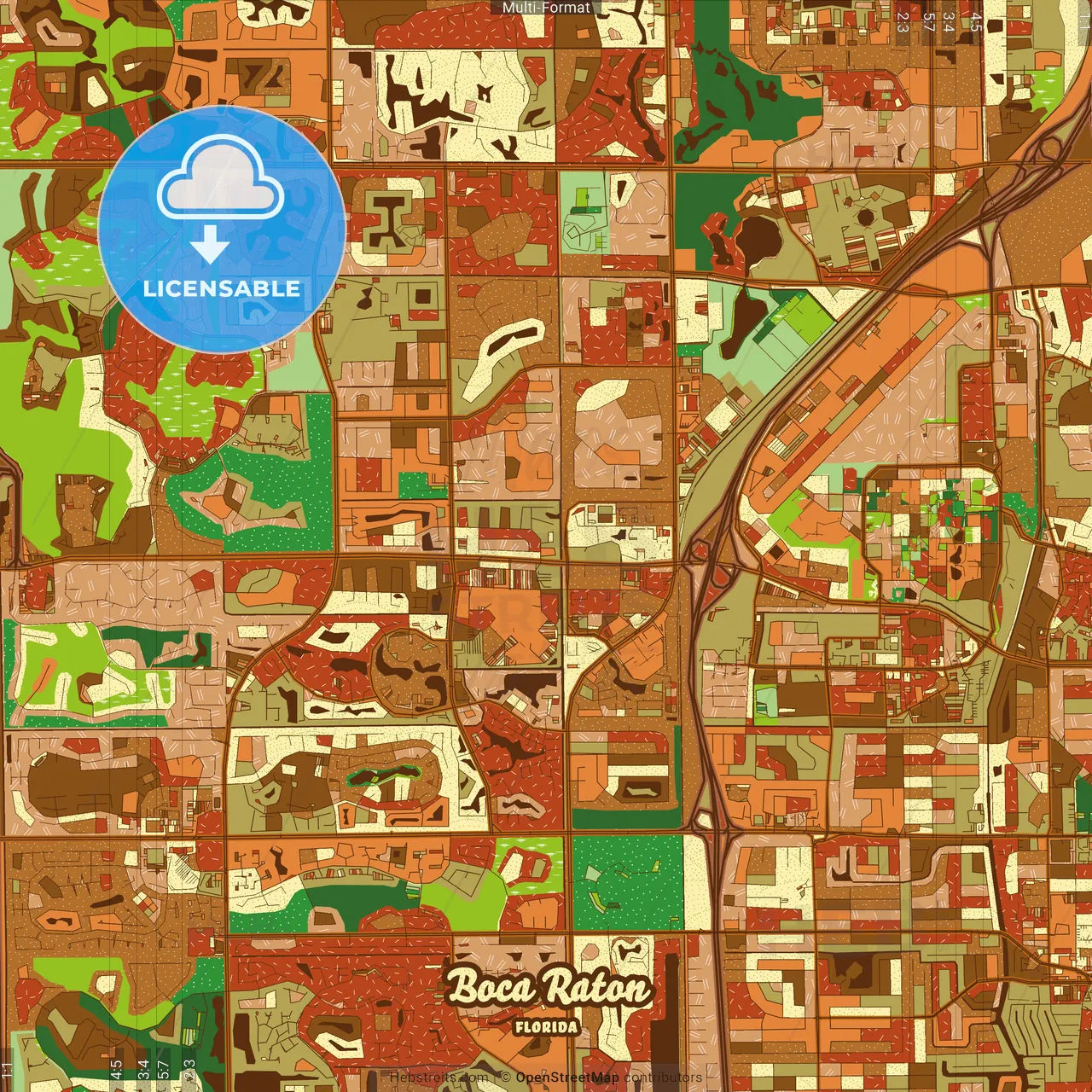 Boca Raton Florida Farmhouse Poster Art Map Template