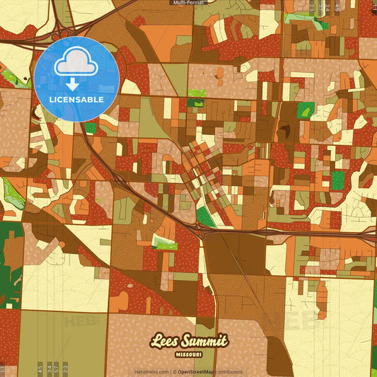 Lees Summit Missouri Farmhouse Poster Art Map Template
