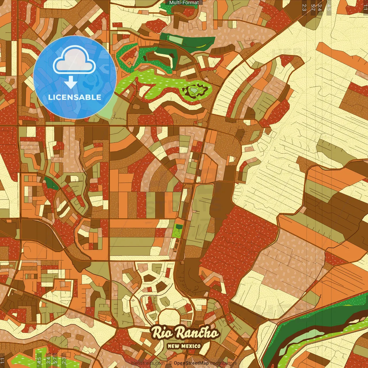 Rio Rancho New Mexico Farmhouse Poster Art Map Template