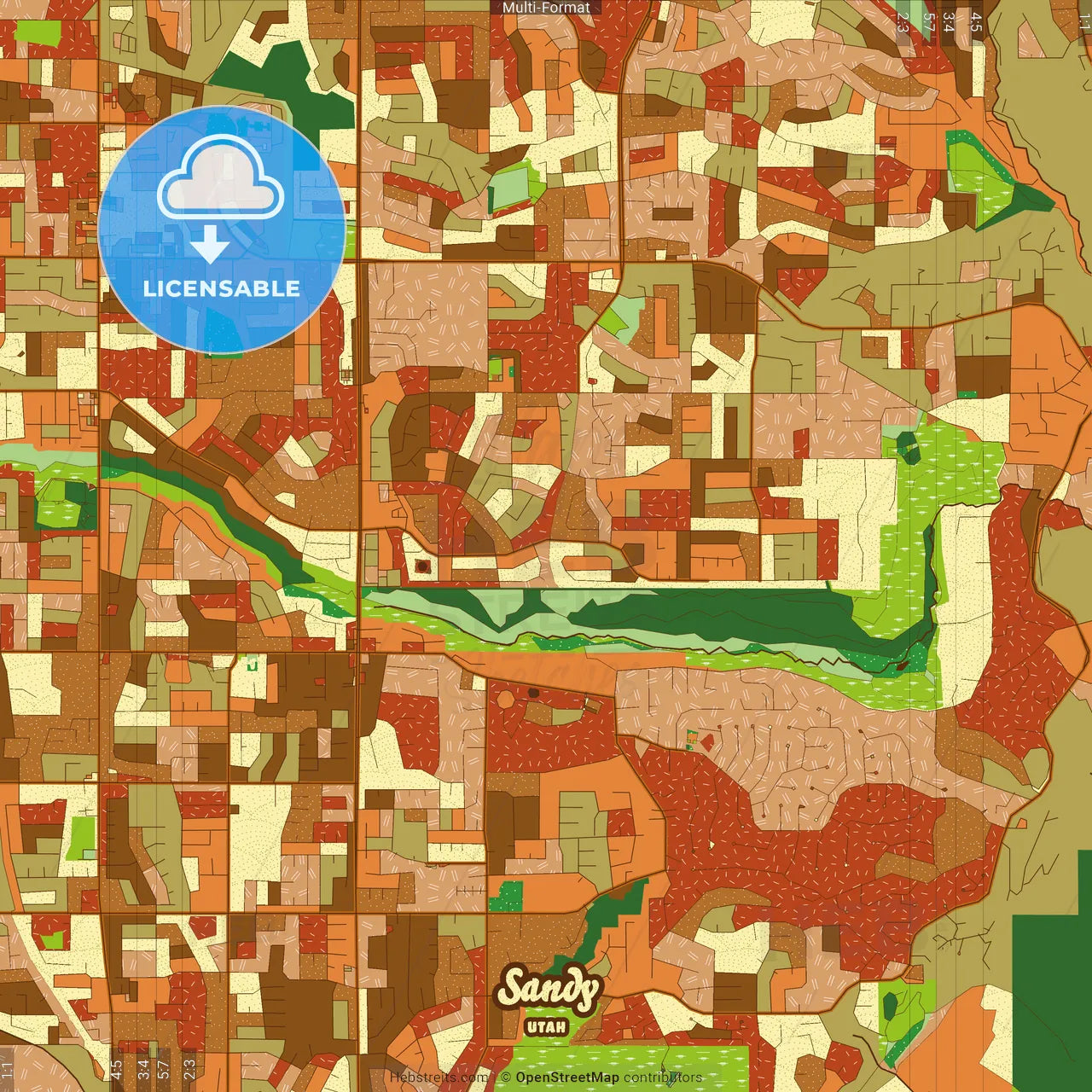 Sandy Utah Farmhouse Poster Art Map Template