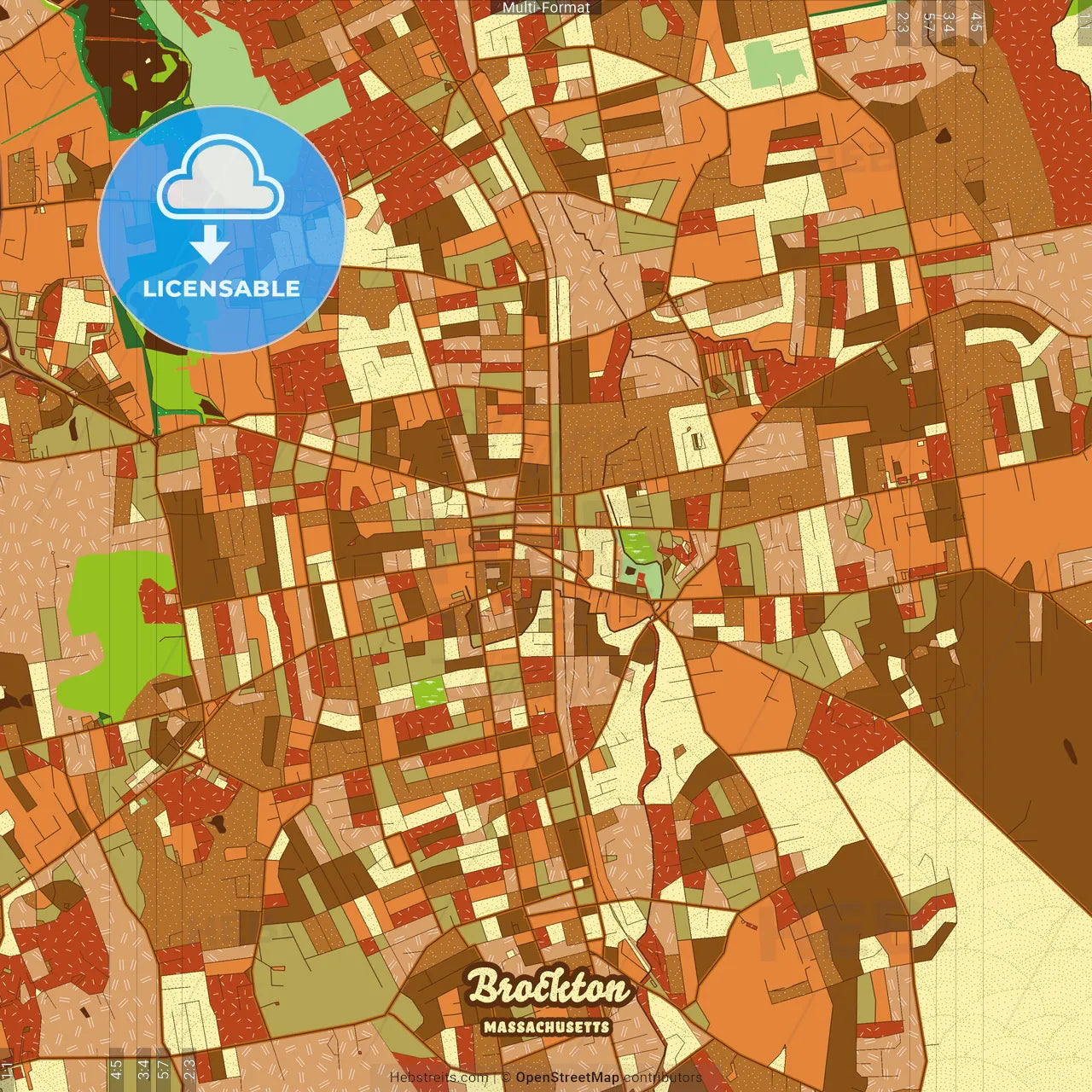 Brockton Massachusetts Farmhouse Poster Art Map Template