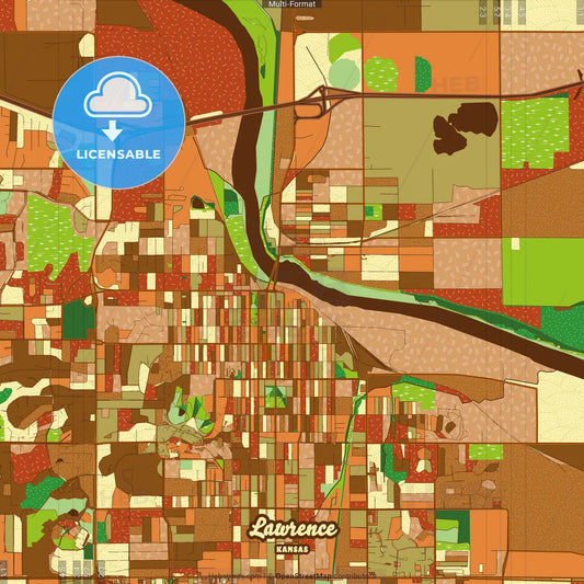 Lawrence Kansas Farmhouse Poster Art Map Template