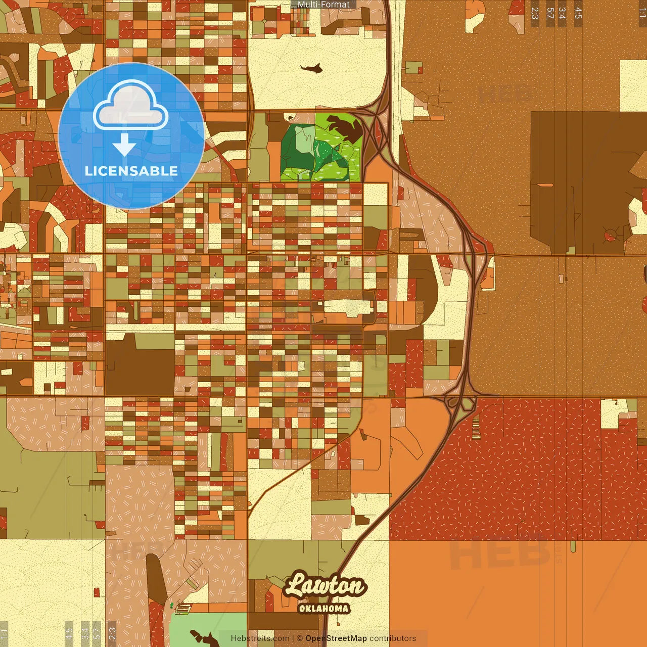 Lawton Oklahoma Farmhouse Poster Art Map Template