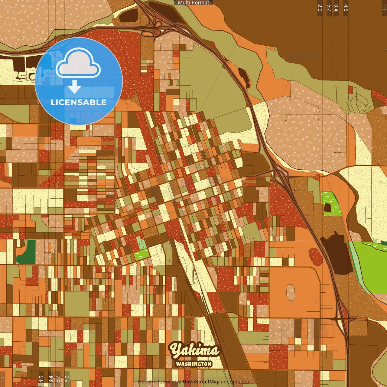 Yakima Washington Farmhouse Poster Art Map Template