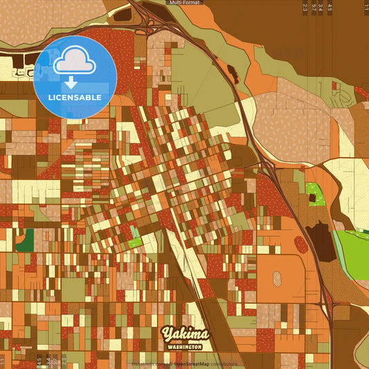 Yakima Washington Farmhouse Poster Art Map Template