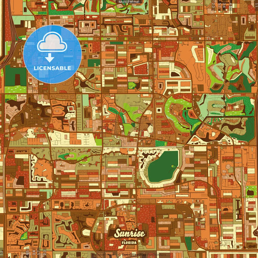 Sunrise Florida Farmhouse Poster Art Map Template