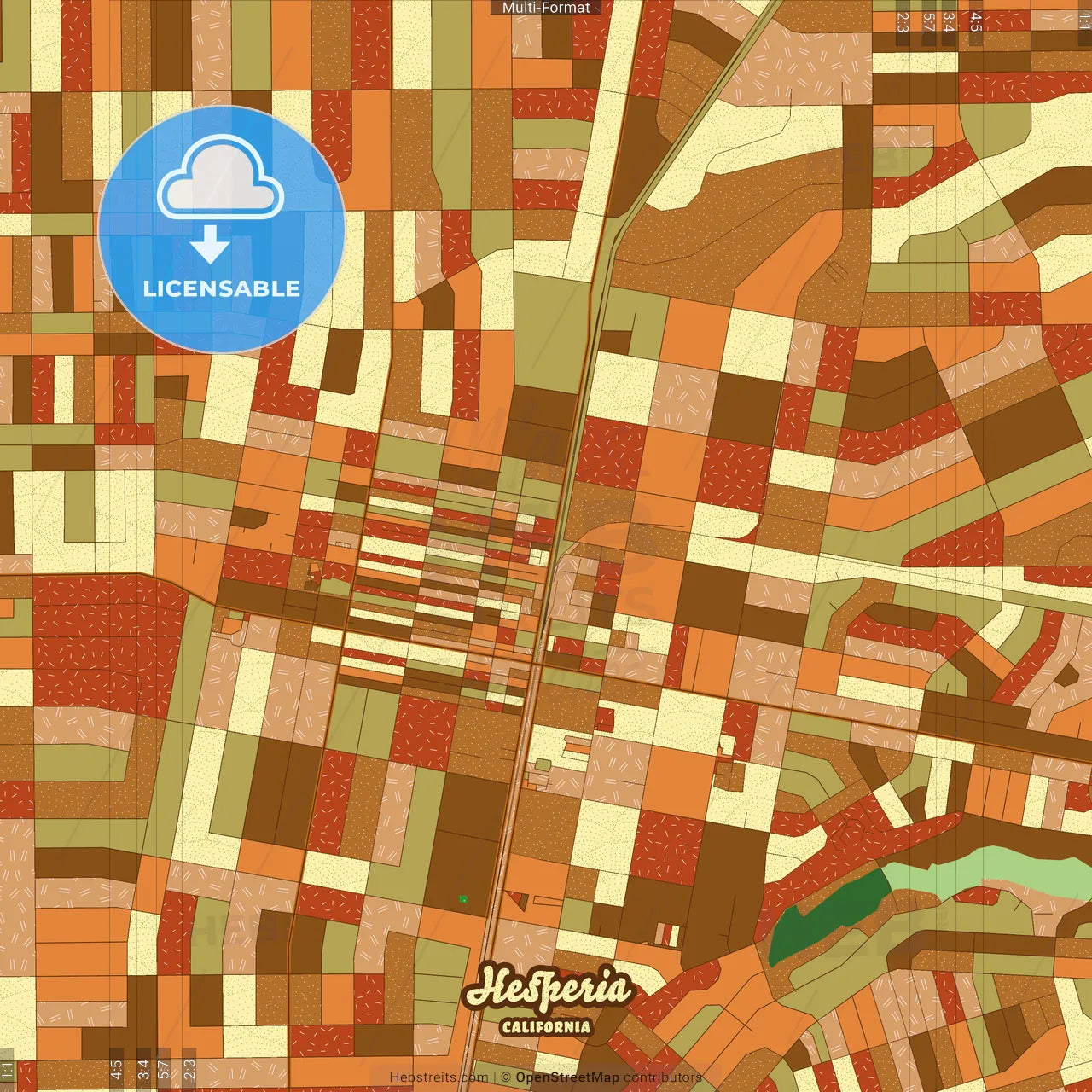 Hesperia California Farmhouse Poster Art Map Template