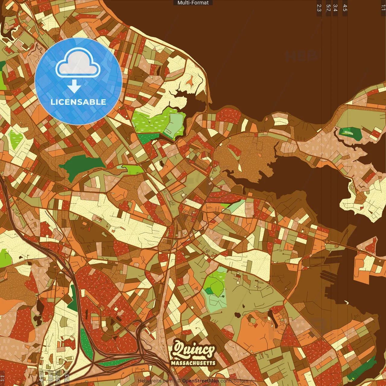 Quincy Massachusetts Farmhouse Poster Art Map Template