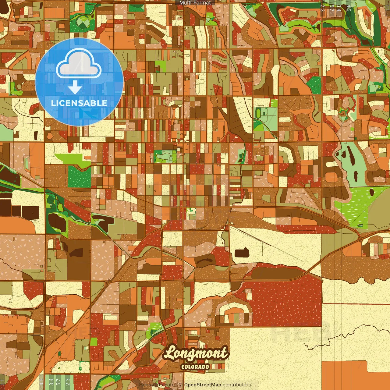 Longmont Colorado Farmhouse Poster Art Map Template