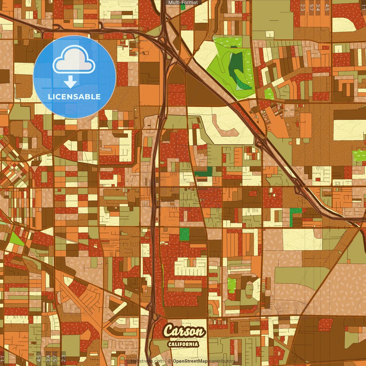 Carson California Farmhouse Poster Art Map Template