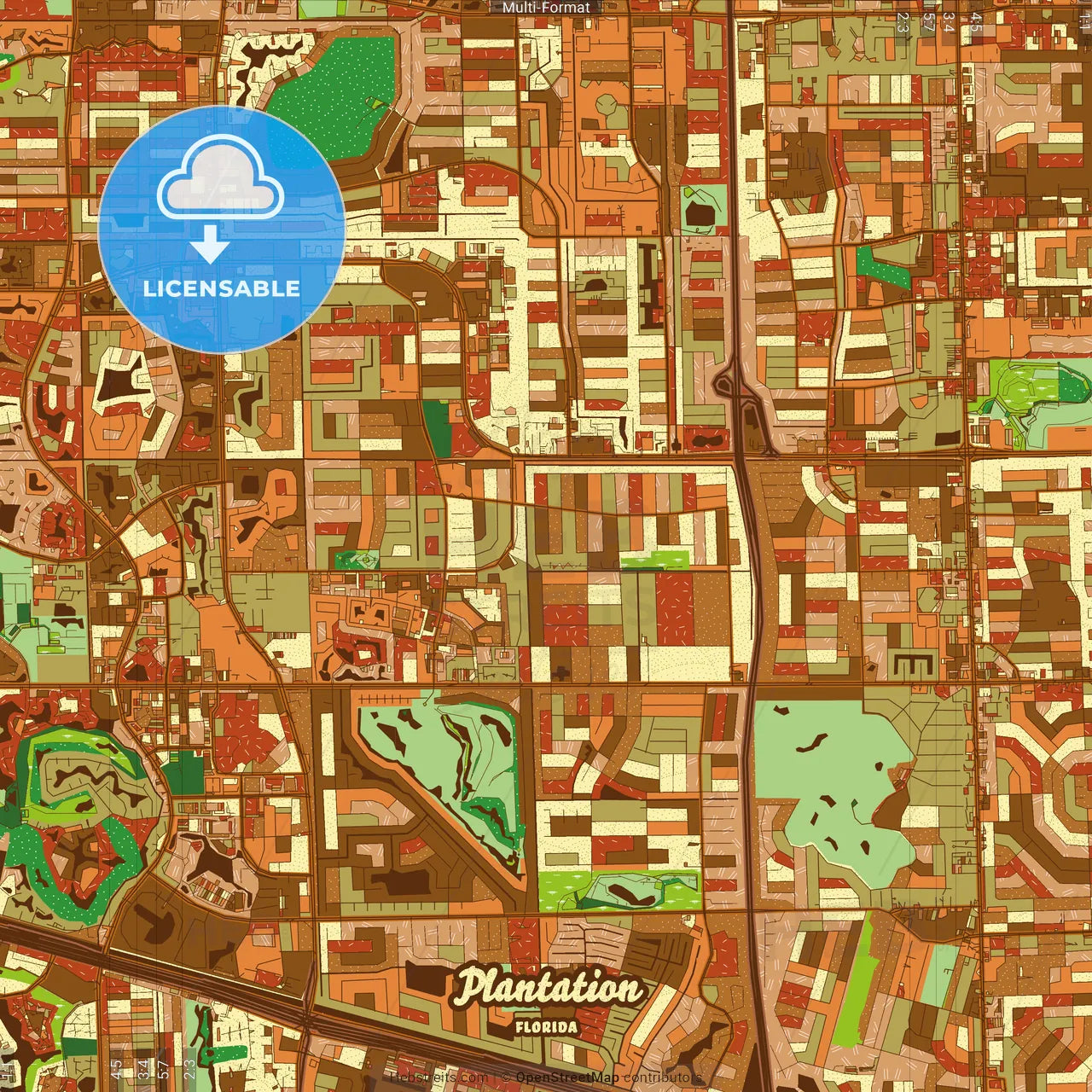 Plantation Florida Farmhouse Poster Art Map Template