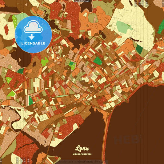 Lynn Massachusetts Farmhouse Poster Art Map Template