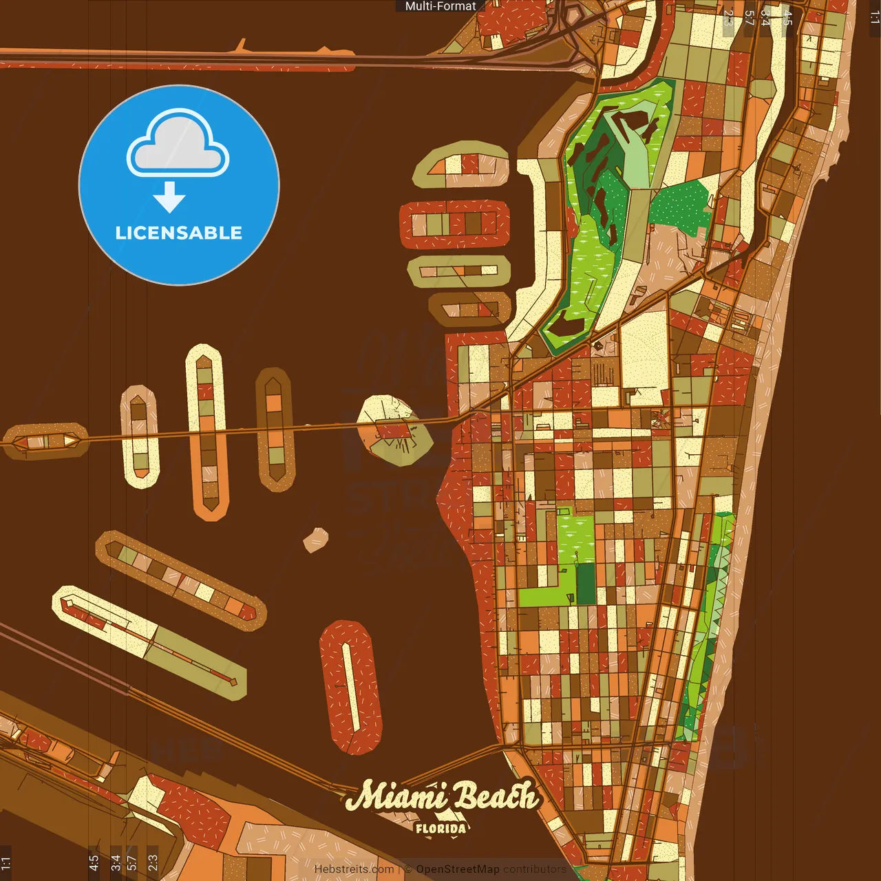 Miami Beach Florida Farmhouse Poster Art Map Template