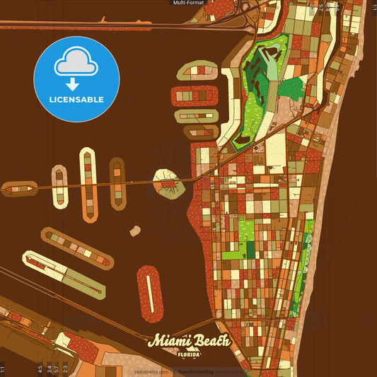 Miami Beach Florida Farmhouse Poster Art Map Template