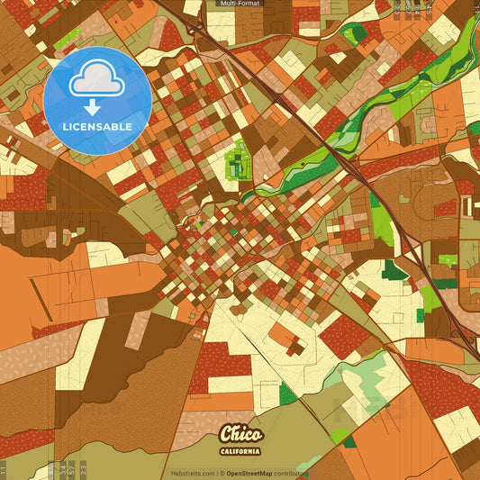 Chico California Farmhouse Poster Art Map Template