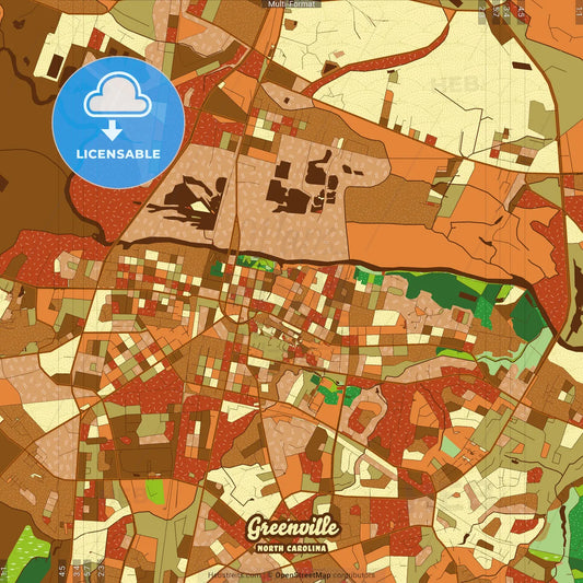 Greenville North Carolina Farmhouse Poster Art Map Template