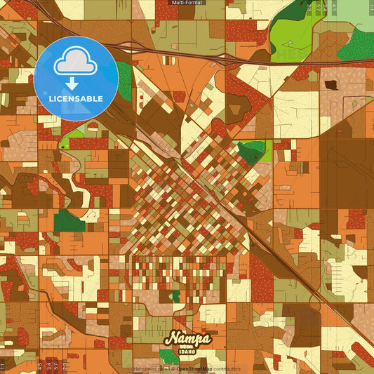 Nampa Idaho Farmhouse Poster Art Map Template