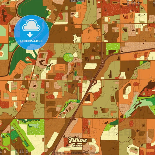 Fishers Indiana Farmhouse Poster Art Map Template