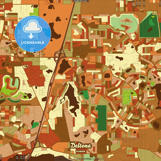 Deltona Florida Farmhouse Poster Art Map Template