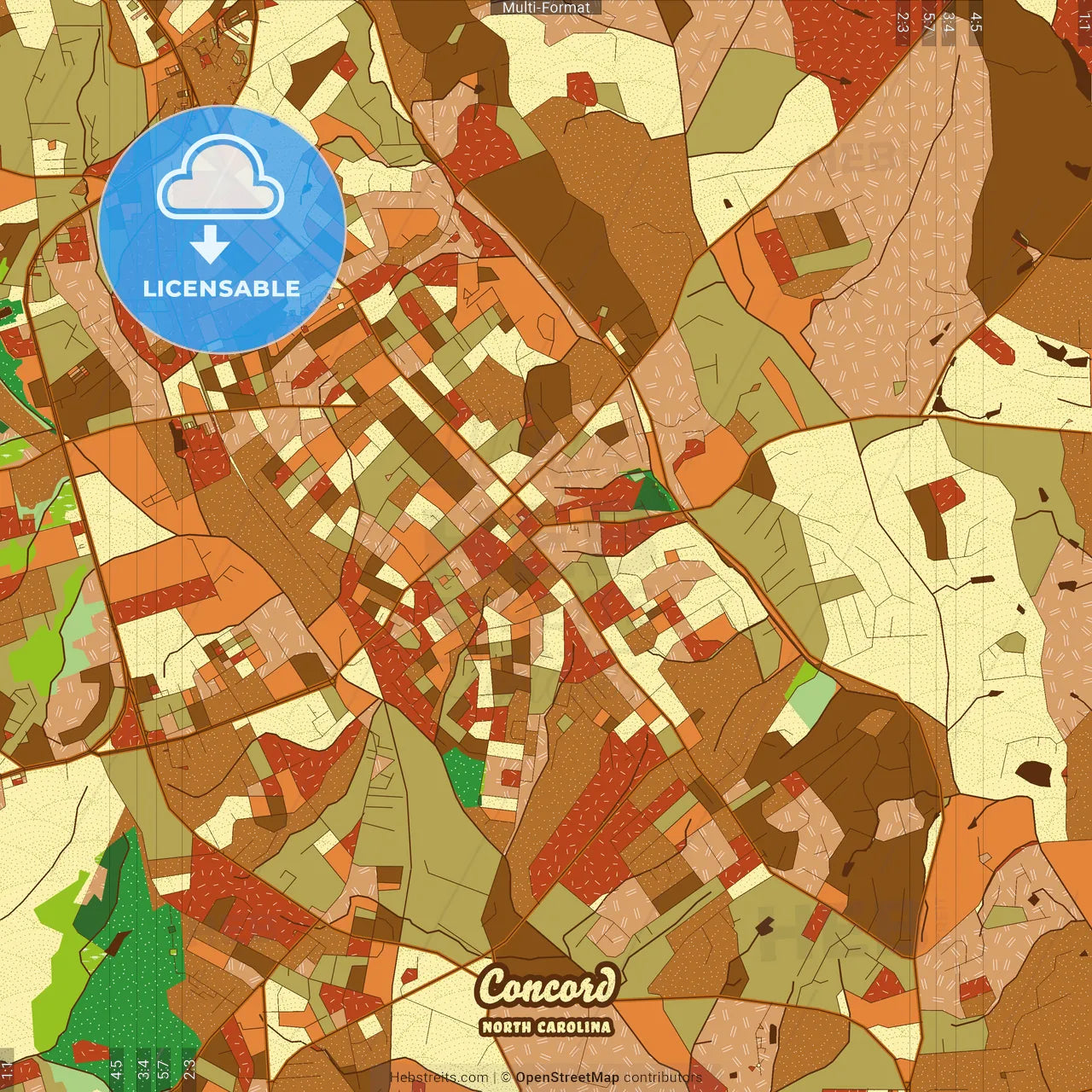 Concord North Carolina Farmhouse Poster Art Map Template