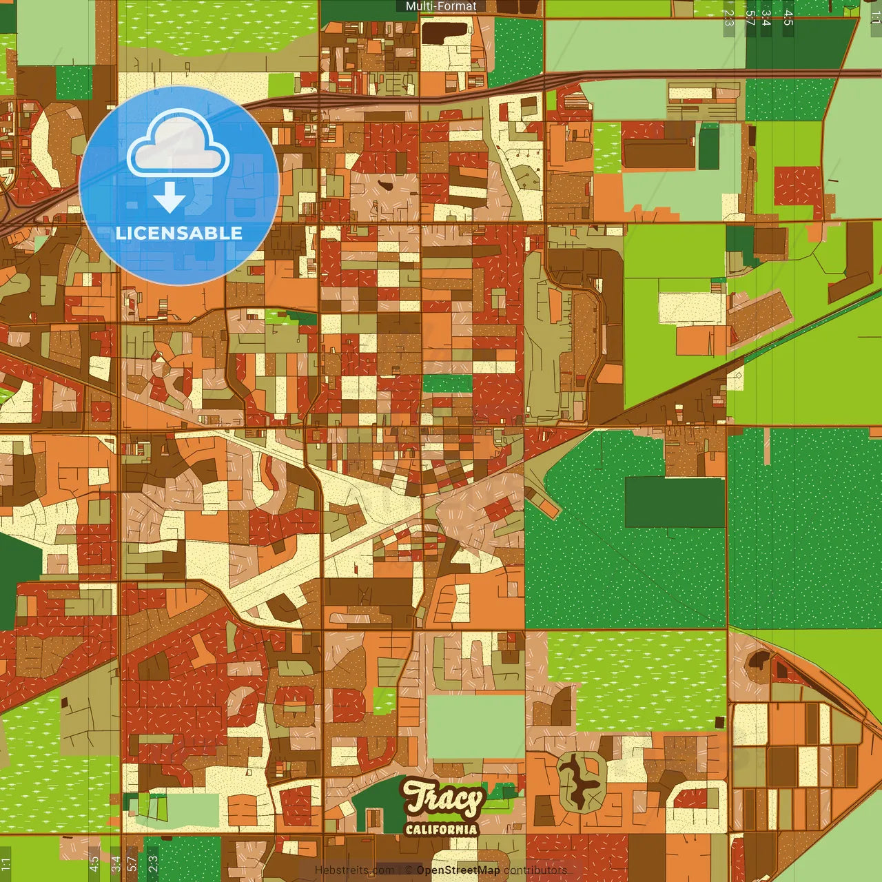 Tracy California Farmhouse Poster Art Map Template