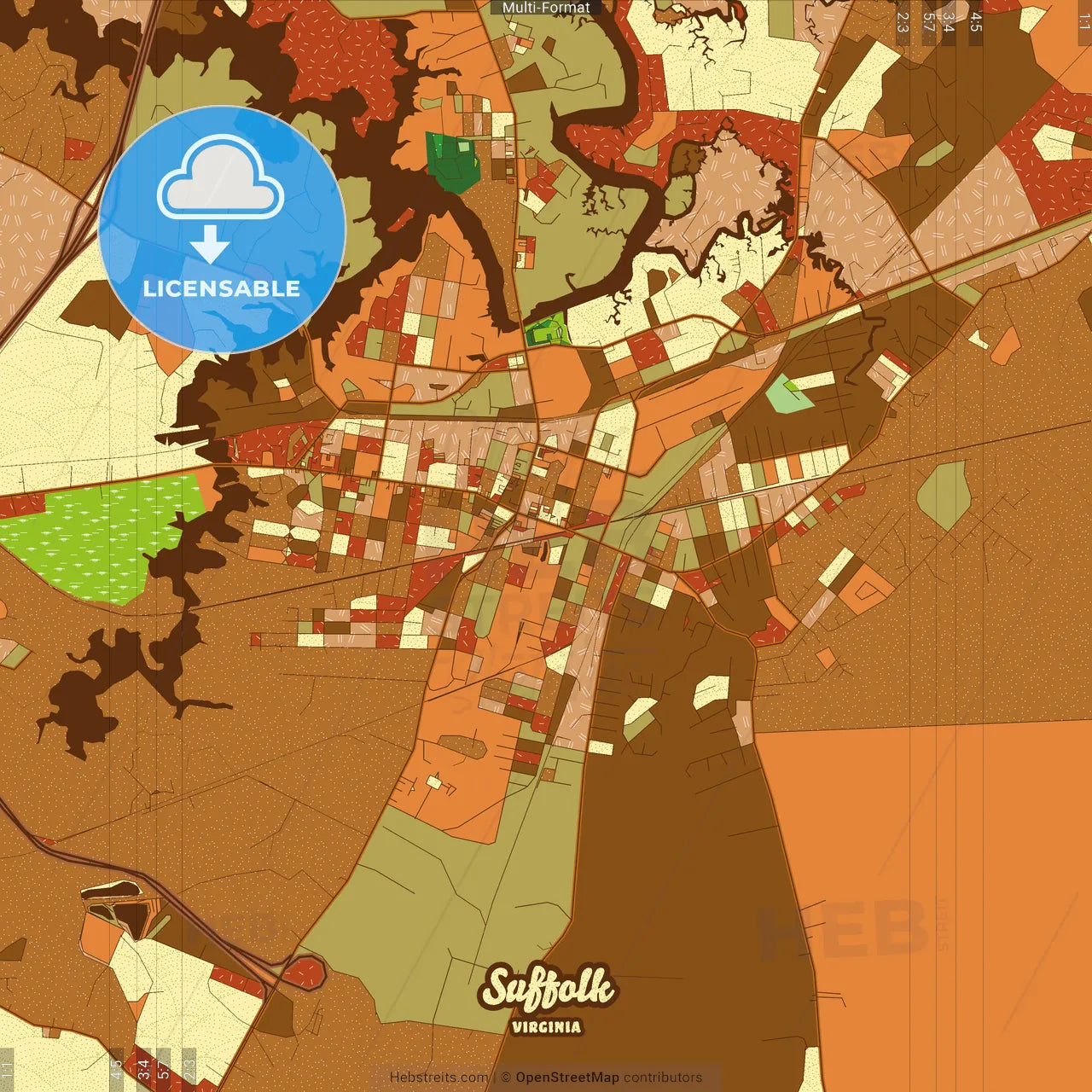 Suffolk Virginia Farmhouse Poster Art Map Template