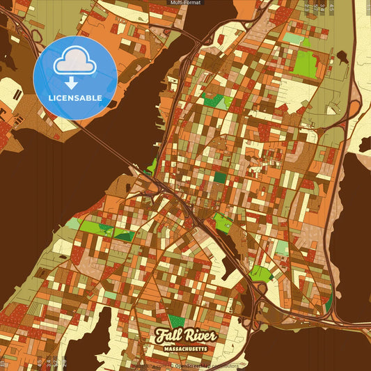 Fall River Massachusetts Farmhouse Poster Art Map Template