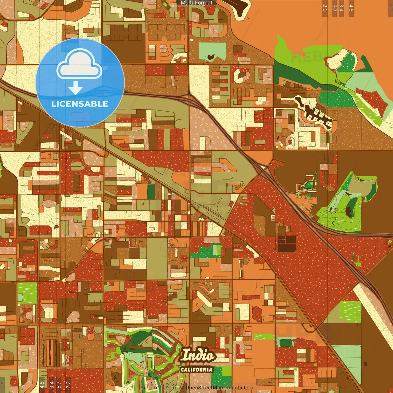 Indio California Farmhouse Poster Art Map Template