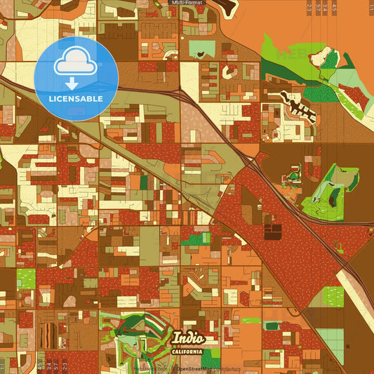 Indio California Farmhouse Poster Art Map Template