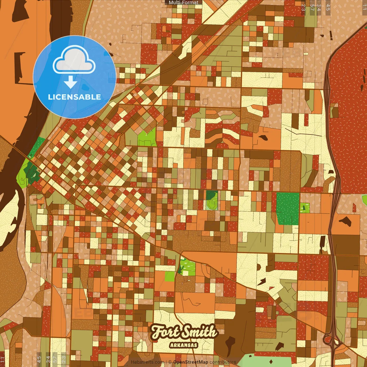 Fort Smith Arkansas Farmhouse Poster Art Map Template