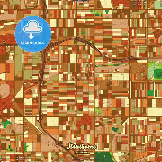 Hawthorne California Farmhouse Poster Art Map Template