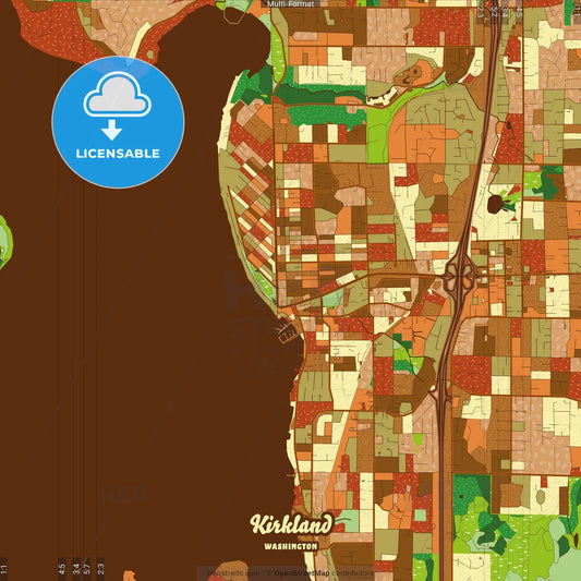 Kirkland Washington Farmhouse Poster Art Map Template