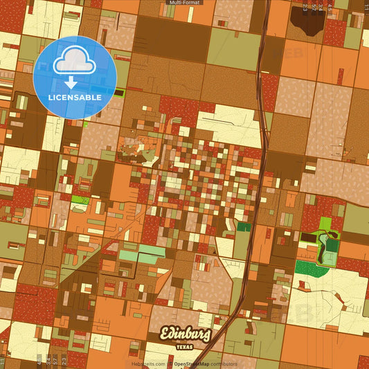 Edinburg Texas Farmhouse Poster Art Map Template