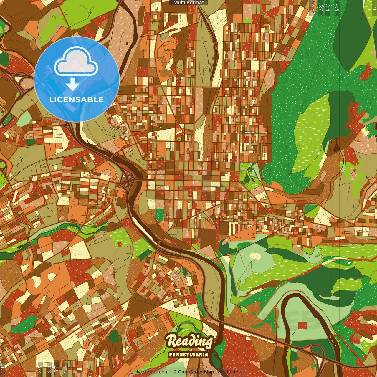 Reading Pennsylvania Farmhouse Poster Art Map Template