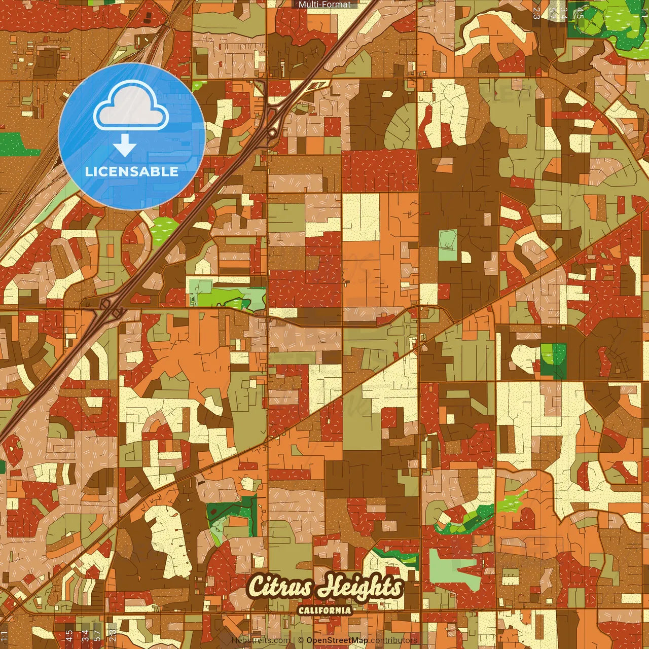 Citrus Heights California Farmhouse Poster Art Map Template