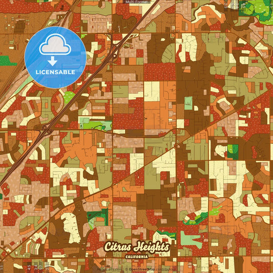 Citrus Heights California Farmhouse Poster Art Map Template