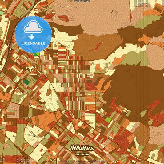 Whittier California Farmhouse Poster Art Map Template