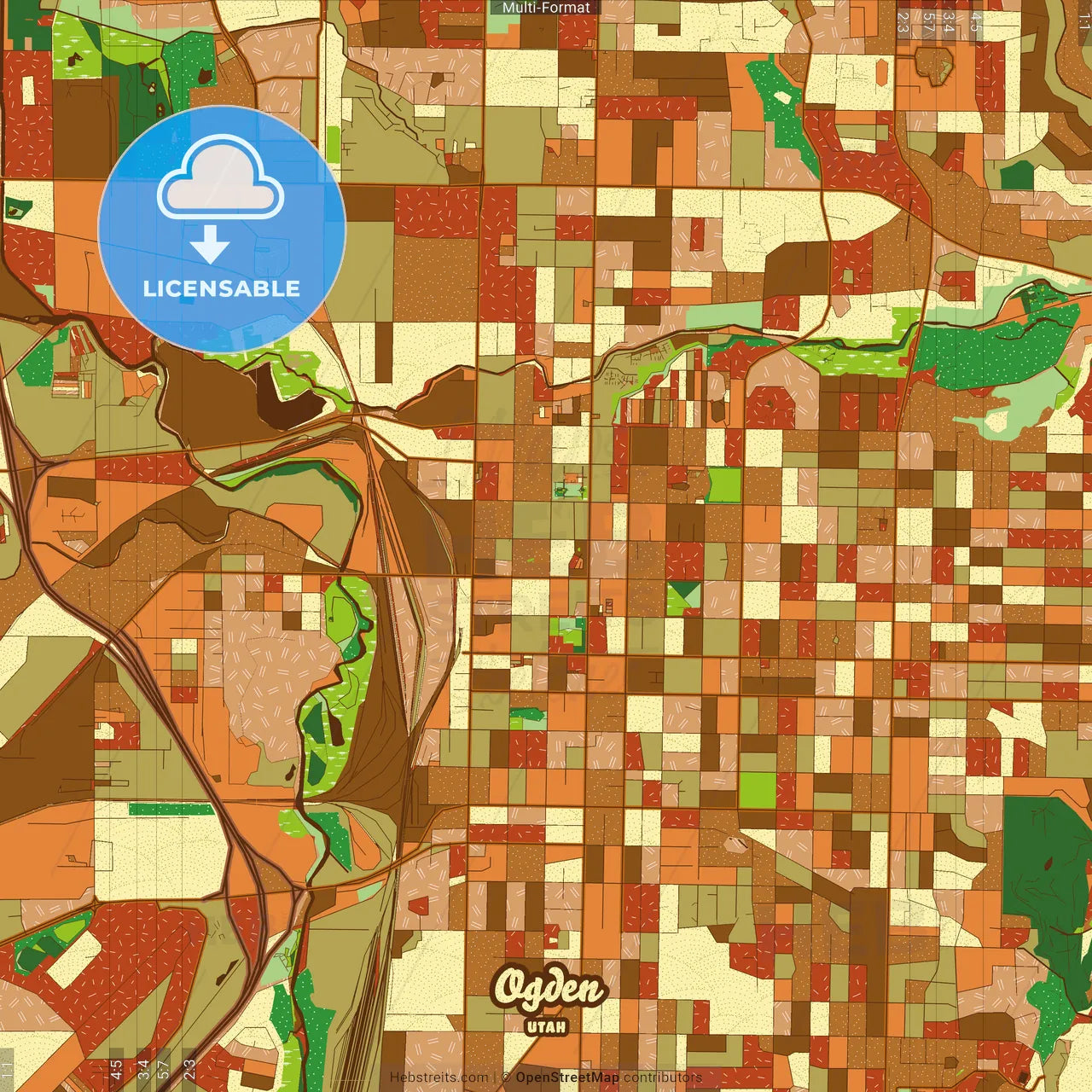 Ogden Utah Farmhouse Poster Art Map Template