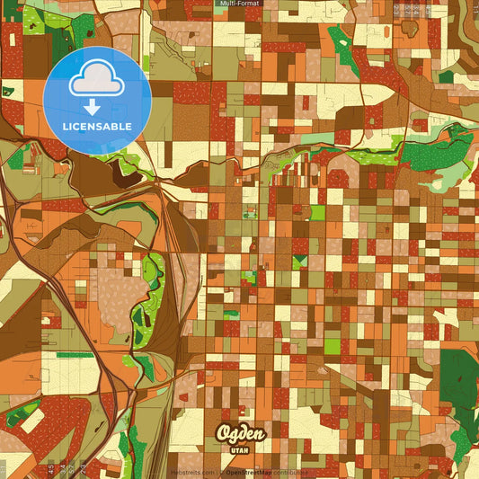 Ogden Utah Farmhouse Poster Art Map Template