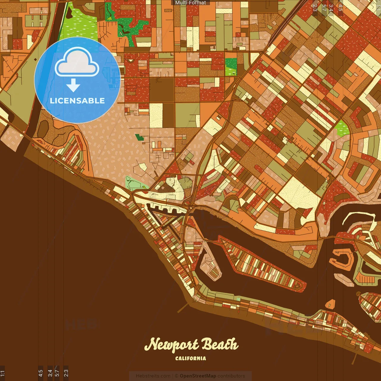 Newport Beach California Farmhouse Poster Art Map Template