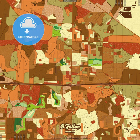 O Fallon Missouri Farmhouse Poster Art Map Template