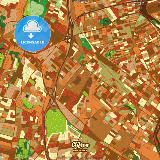 Clifton New Jersey Farmhouse Poster Art Map Template