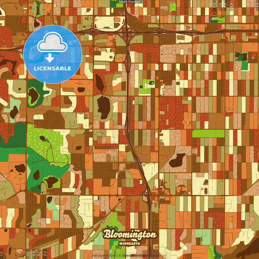 Bloomington Minnesota Farmhouse Poster Art Map Template