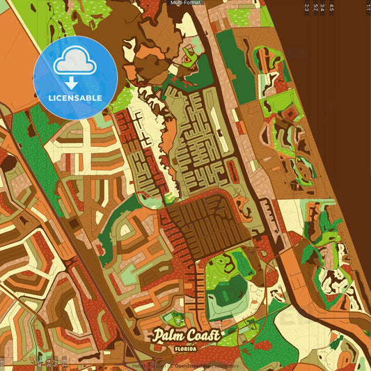 Palm Coast Florida Farmhouse Poster Art Map Template