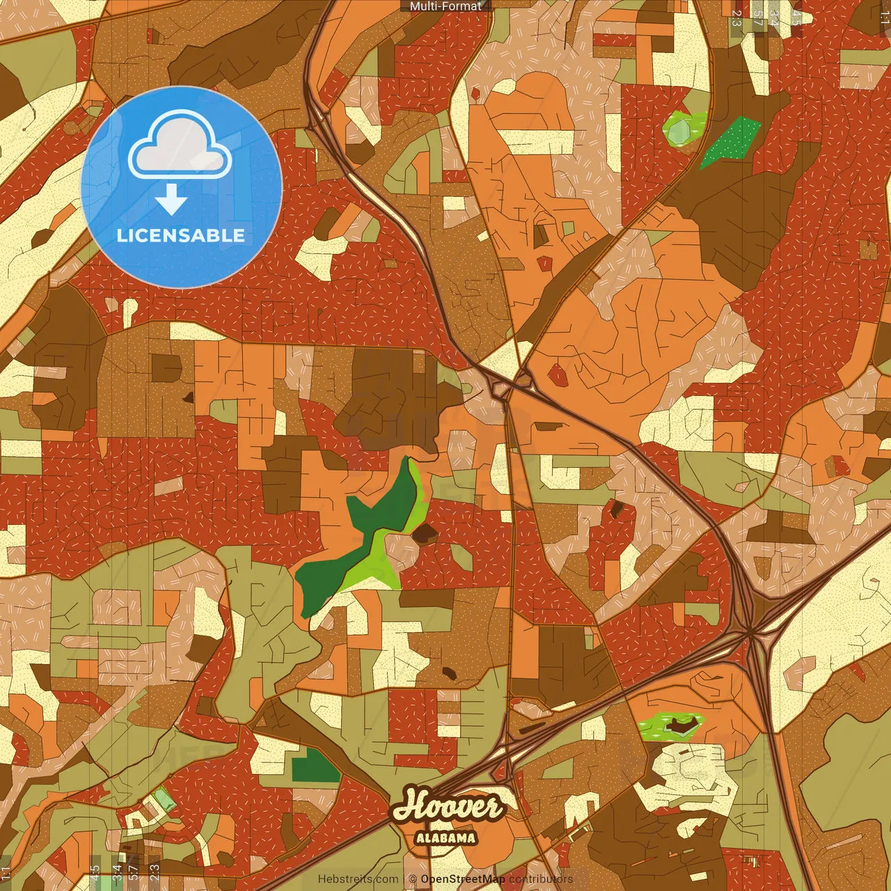 Hoover Alabama Farmhouse Poster Art Map Template